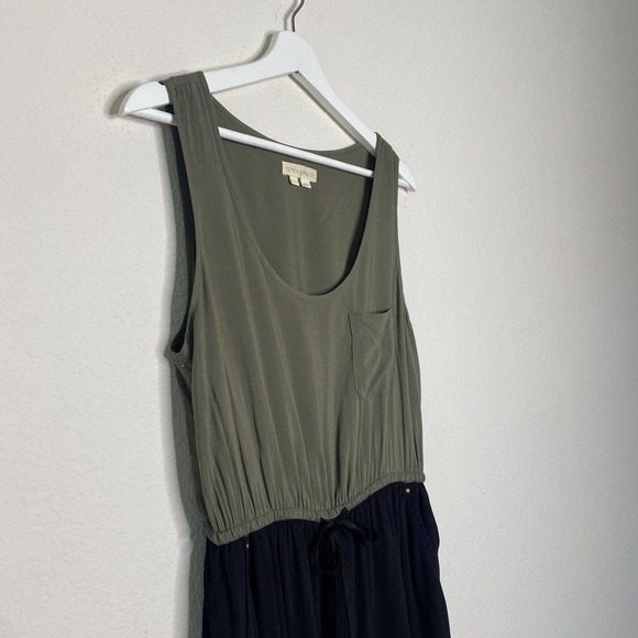 Anthropologie EDME & ESYLLTE Freya Color Block Green and Black Dress S - Picture 3 of 14